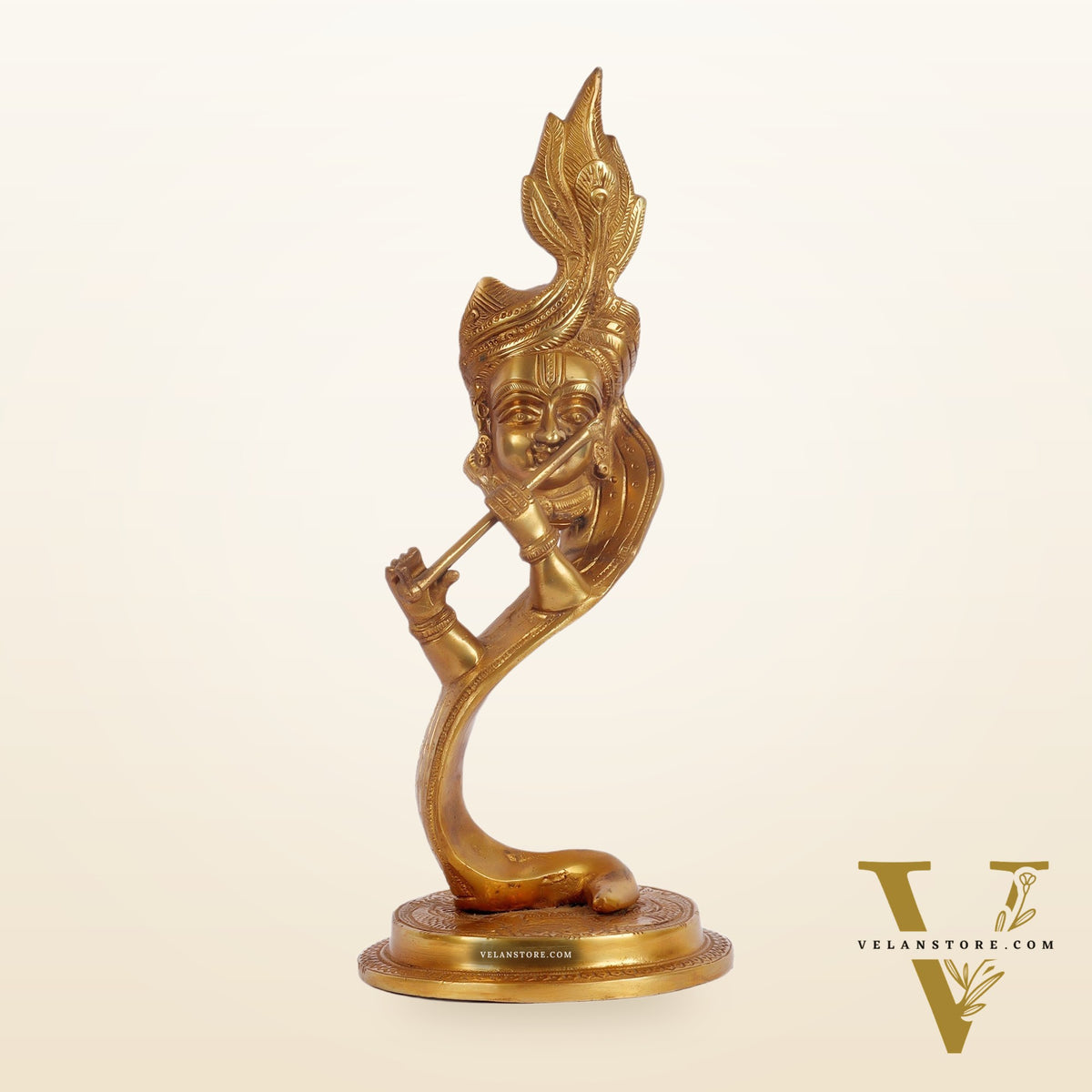 Lord Krishna Brass Idol - Modern Design - Ideal Showpiece - 13.5 inch