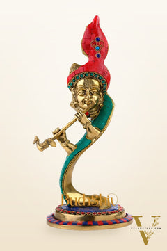 Lord Krishna Brass Idol - Modern Design - Ideal Showpiece - 13.5 inch