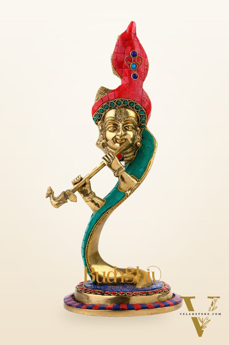 Lord Krishna Brass Idol - Modern Design - Ideal Showpiece - 13.5 inch