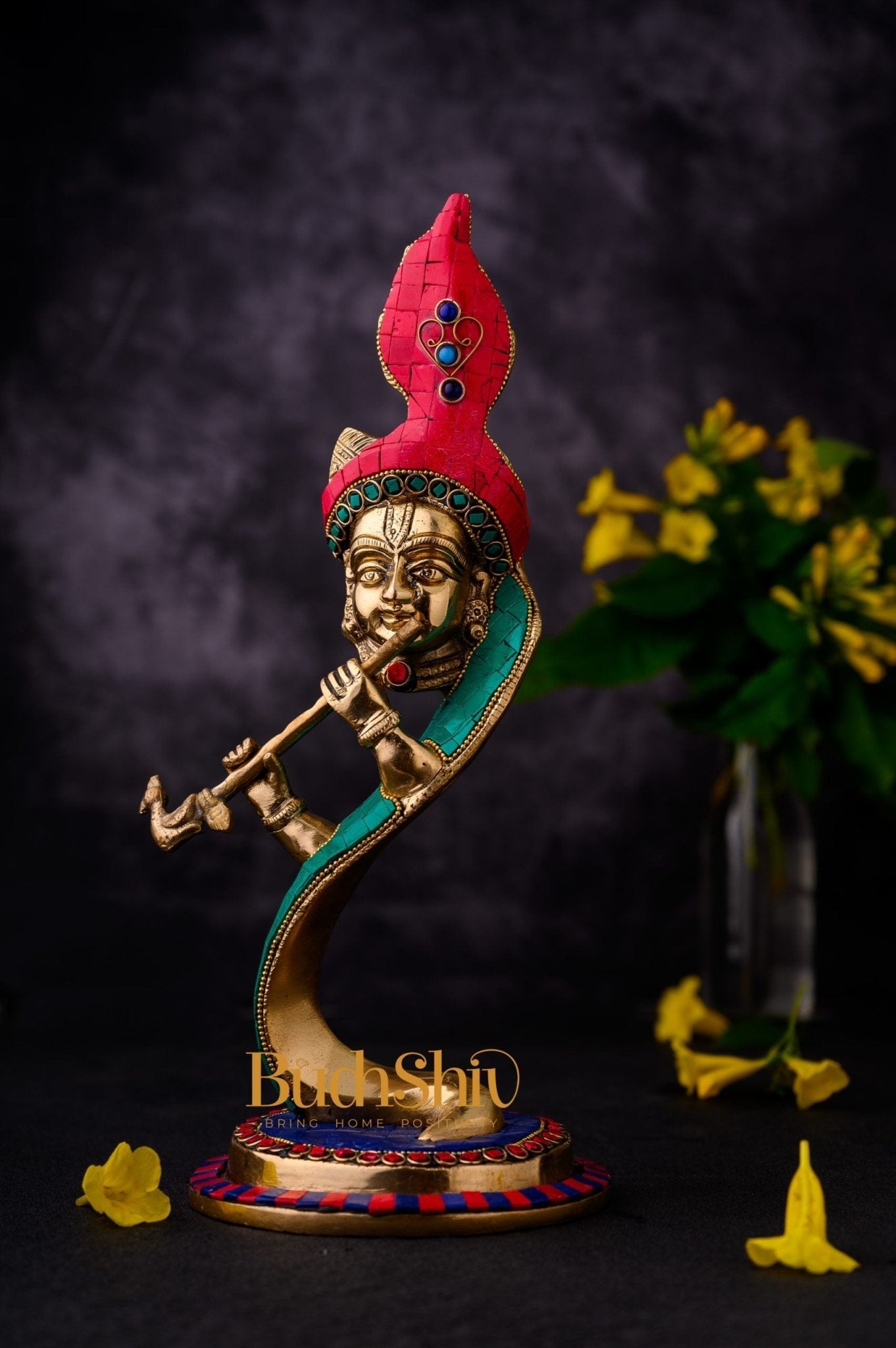 Lord Krishna Brass Idol - Modern Design - Ideal Showpiece - 13.5 inch