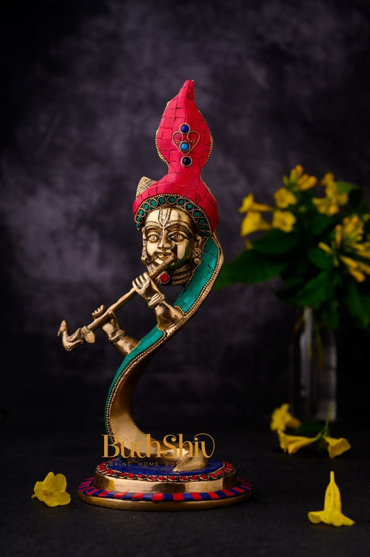 Lord Krishna Brass Idol - Modern Design - Ideal Showpiece - 13.5 inch