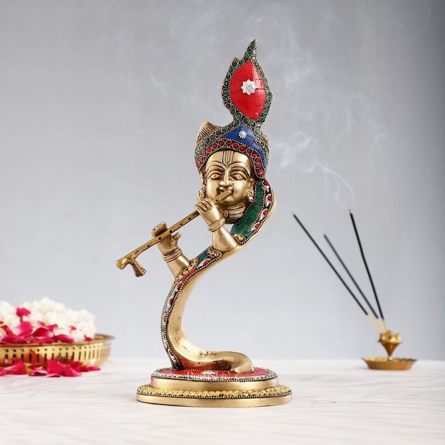 Lord Krishna Brass Idol - Modern Design - Ideal Showpiece - 13.5 inch