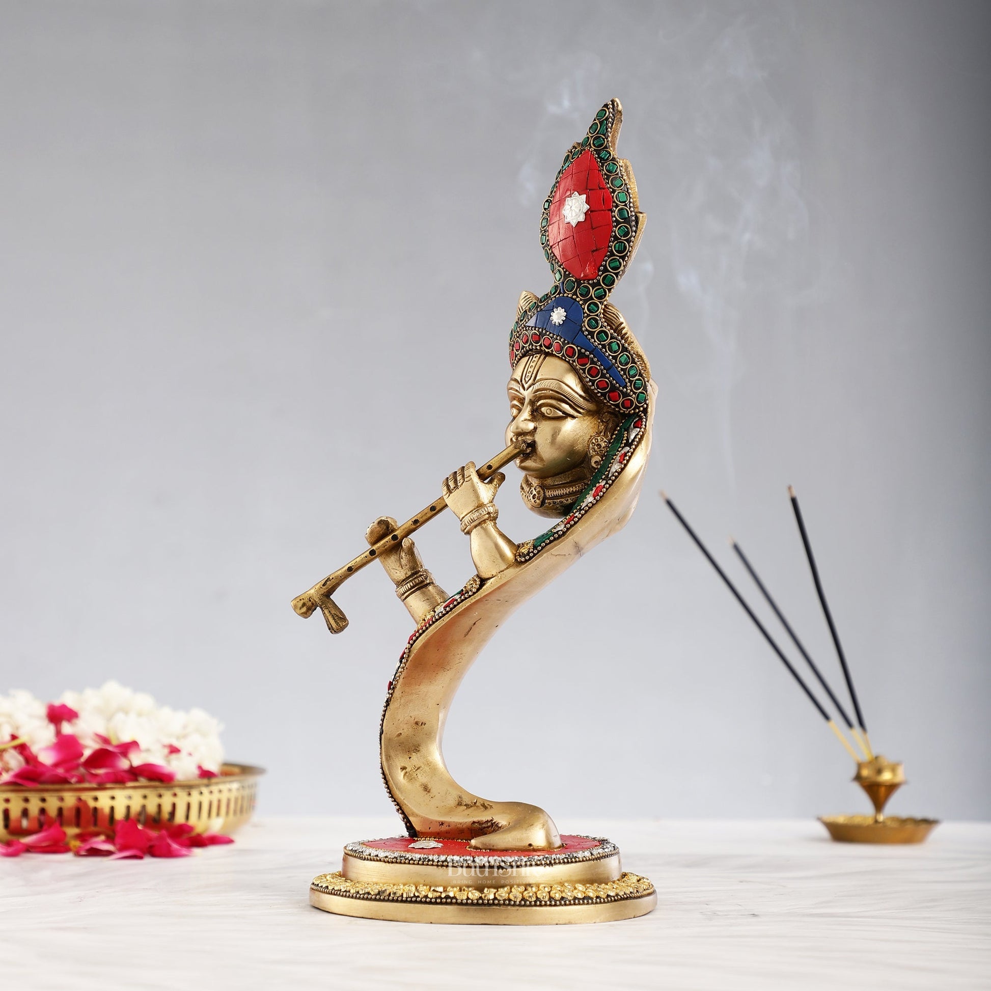 Lord Krishna Brass Idol - Modern Design - Ideal Showpiece - 13.5 inch