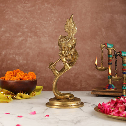 Lord Krishna Brass Idol - Modern Design - Ideal Showpiece - 13.5 inch