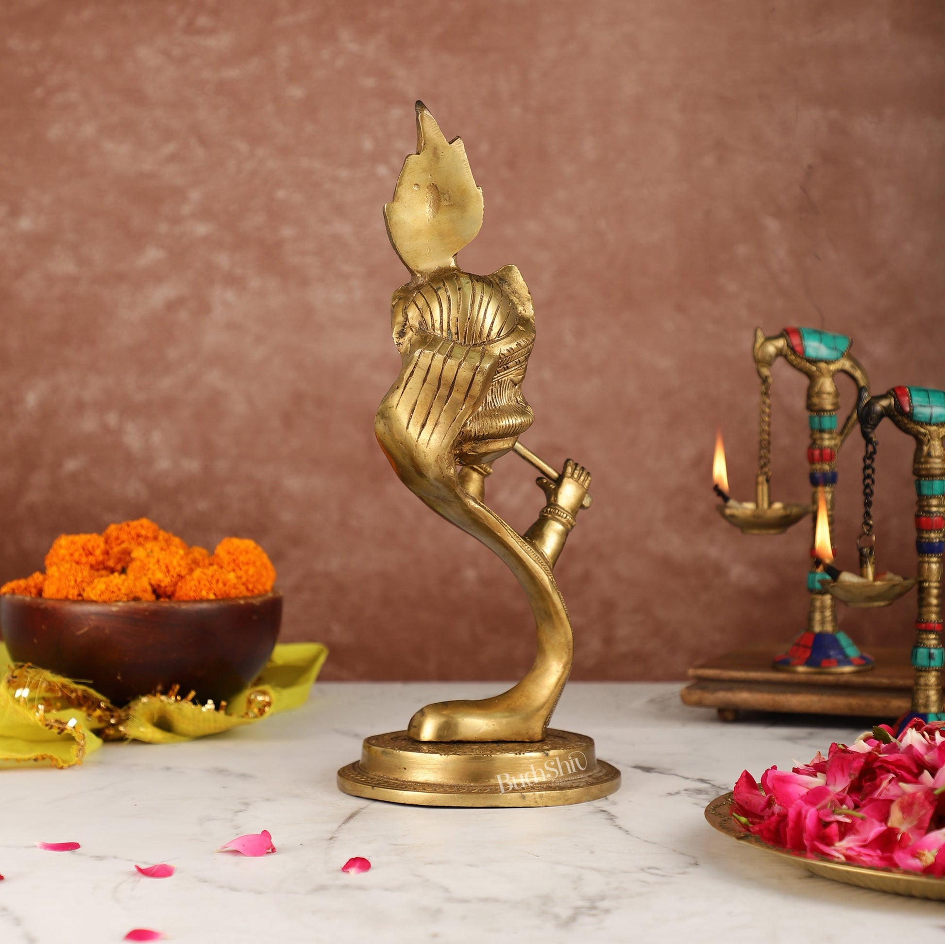 Lord Krishna Brass Idol - Modern Design - Ideal Showpiece - 13.5 inch