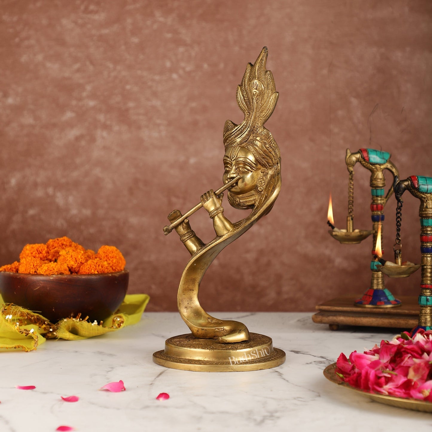 Lord Krishna Brass Idol - Modern Design - Ideal Showpiece - 13.5 inch