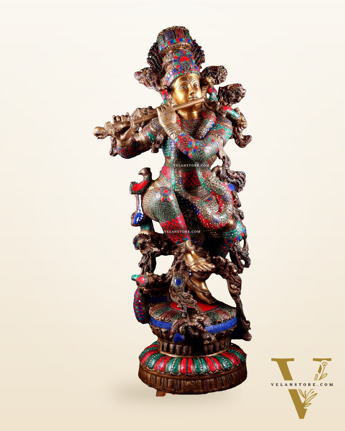 Lord Krishna Brass statue - 43 inch/3.75 feet large