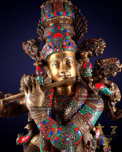 Lord Krishna Brass statue - 43 inch/3.75 feet large