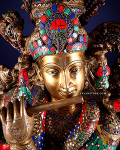 Lord Krishna Brass statue - 43 inch/3.75 feet large