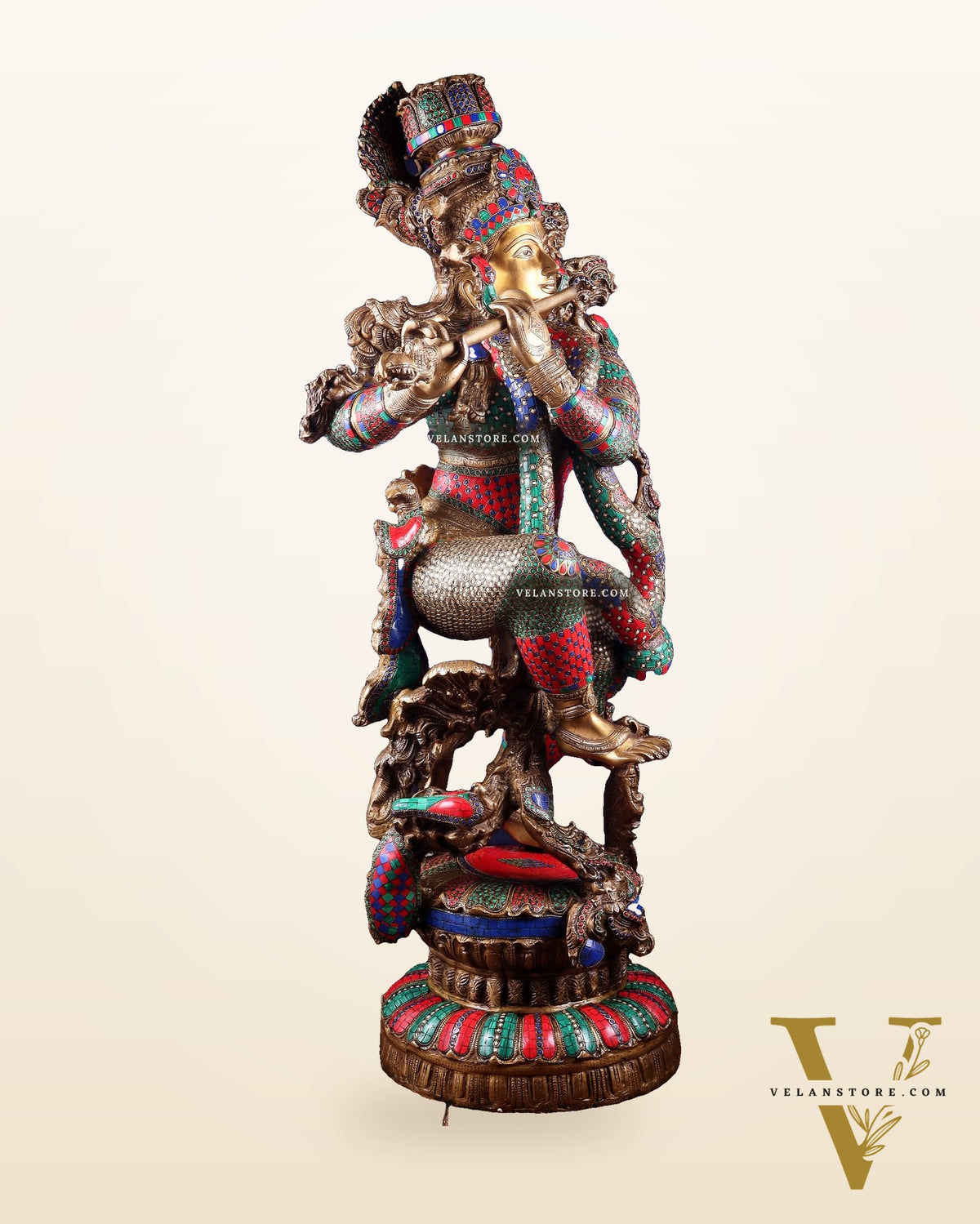 Lord Krishna Brass statue - 43 inch/3.75 feet large