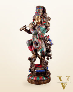 Lord Krishna Brass statue - 43 inch/3.75 feet large