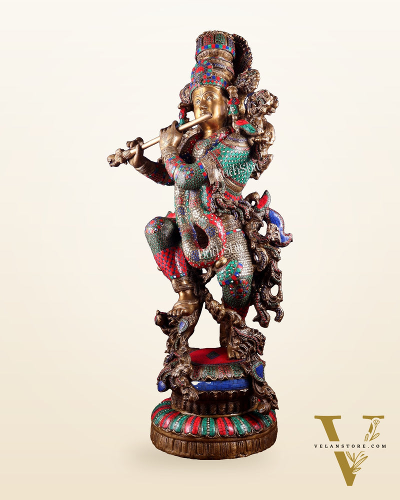 Lord Krishna Brass statue - 43 inch/3.75 feet large