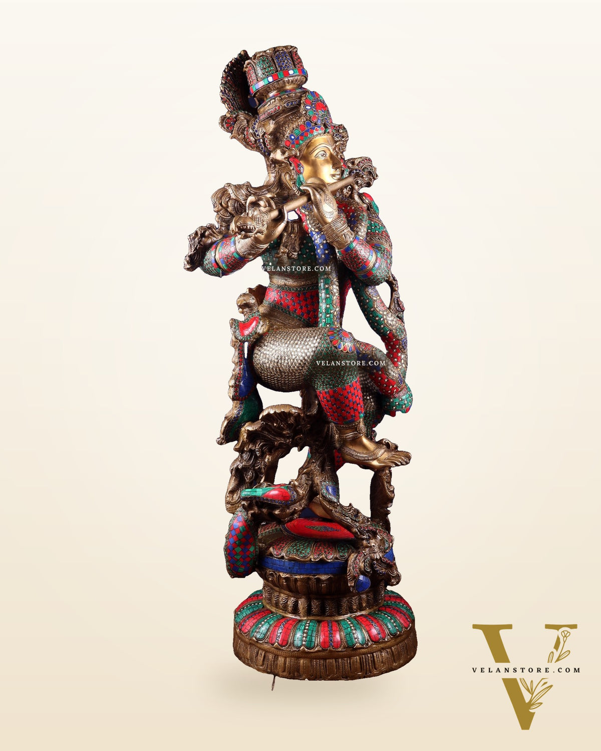 Lord Krishna Brass statue - 43 inch/3.75 feet large