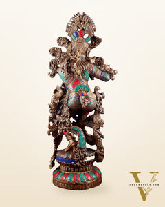 Lord Krishna Brass statue - 43 inch/3.75 feet large