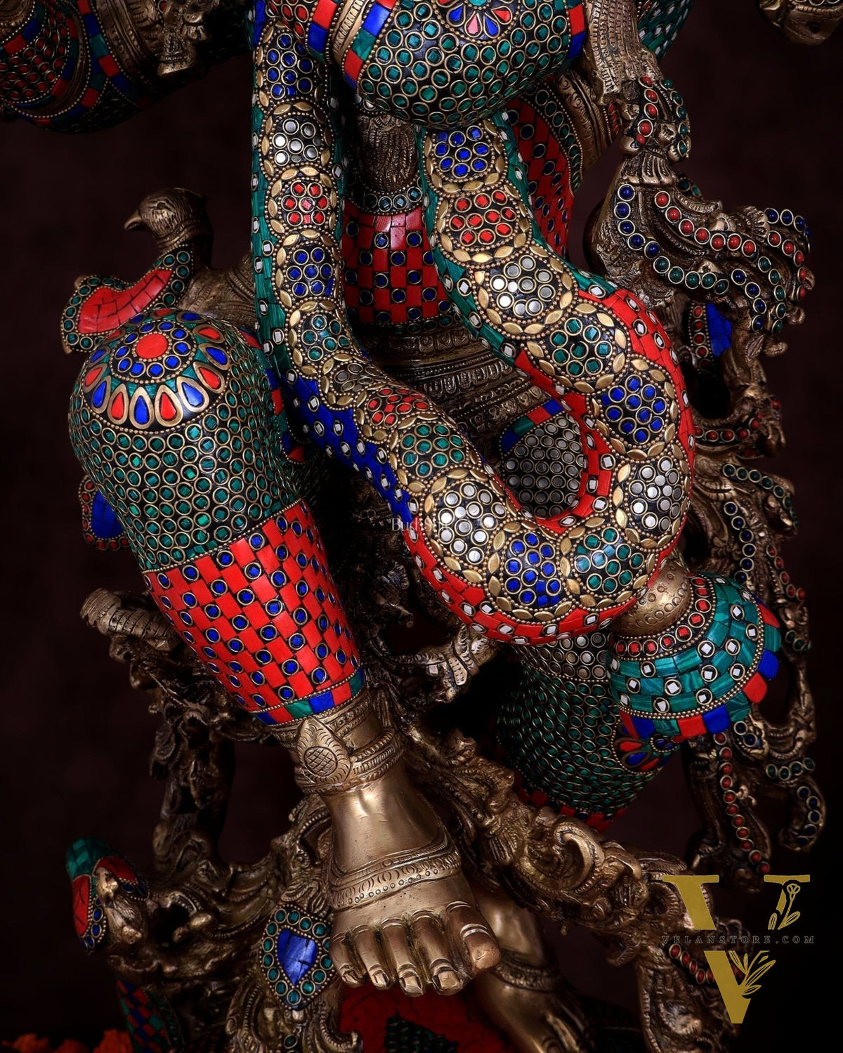 Lord Krishna Brass statue large size meenakari- 43 inch/3.75 feet
