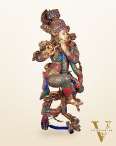 Lord Krishna Brass statue large size meenakari- 43 inch/3.75 feet