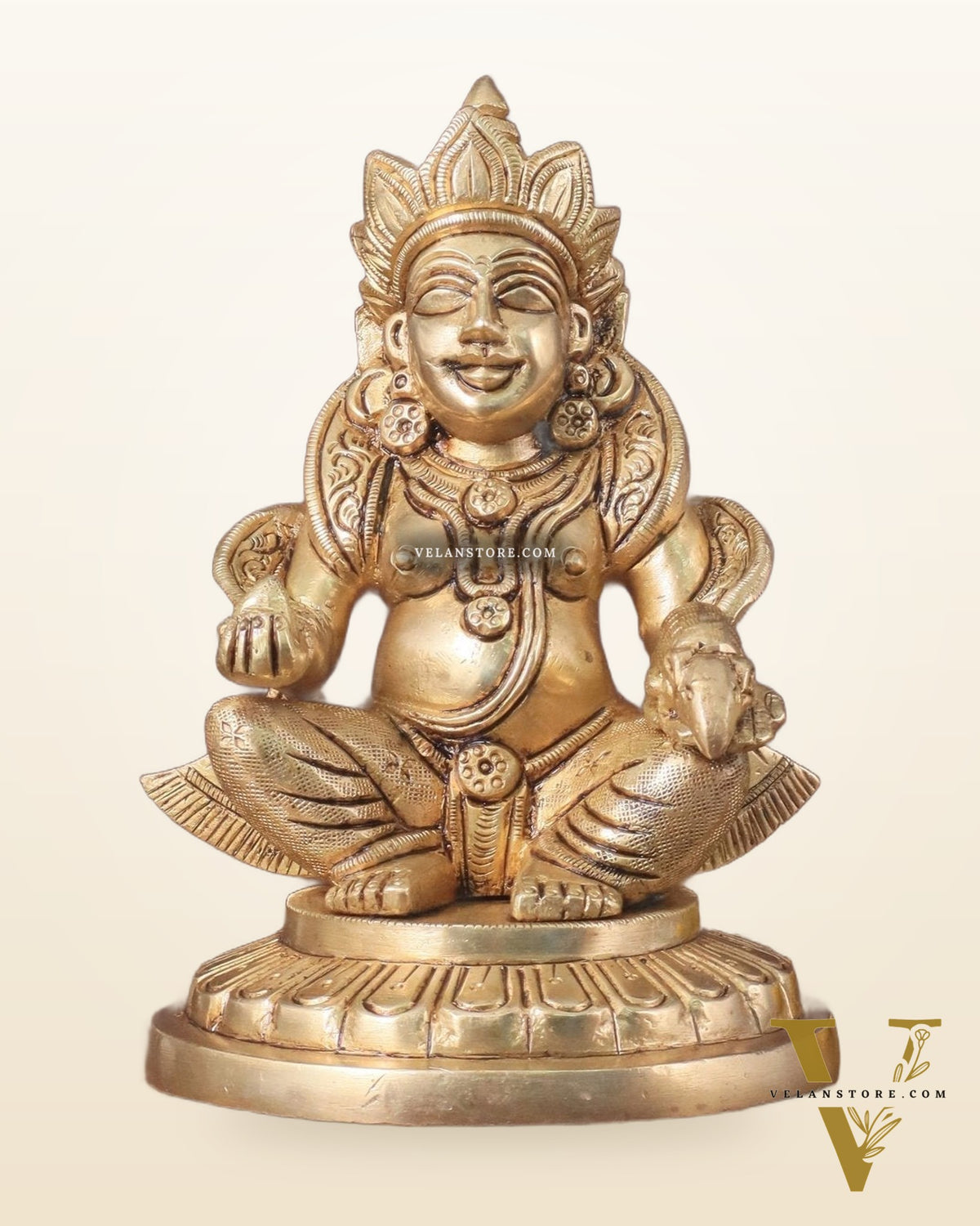 Lord Kuber Intricate Brass Statue - 5.5"
