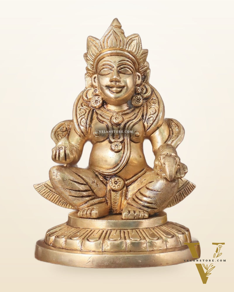 Lord Kuber Intricate Brass Statue - 5.5"