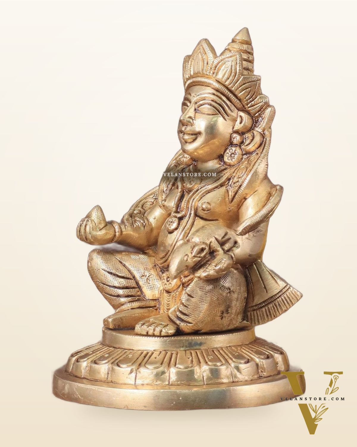 Lord Kuber Intricate Brass Statue - 5.5"