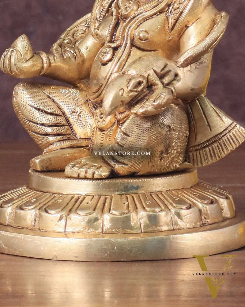 Lord Kuber Intricate Brass Statue - 5.5"