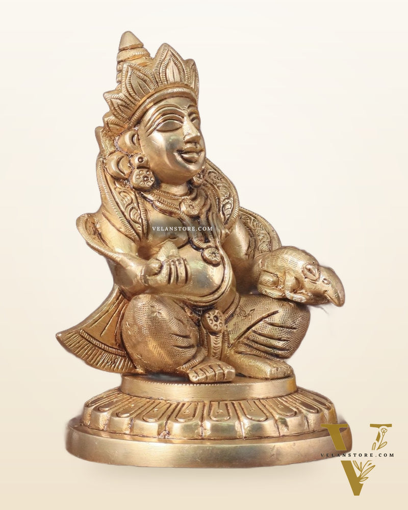 Lord Kuber Intricate Brass Statue - 5.5"