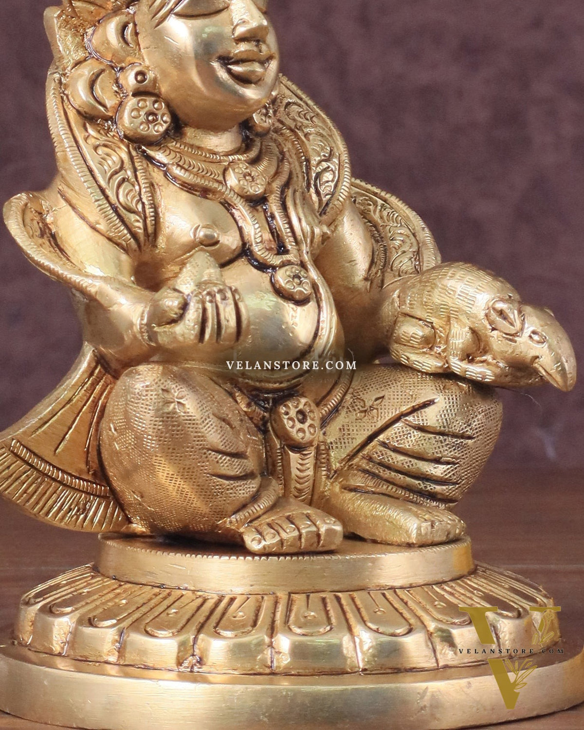 Lord Kuber Intricate Brass Statue - 5.5"