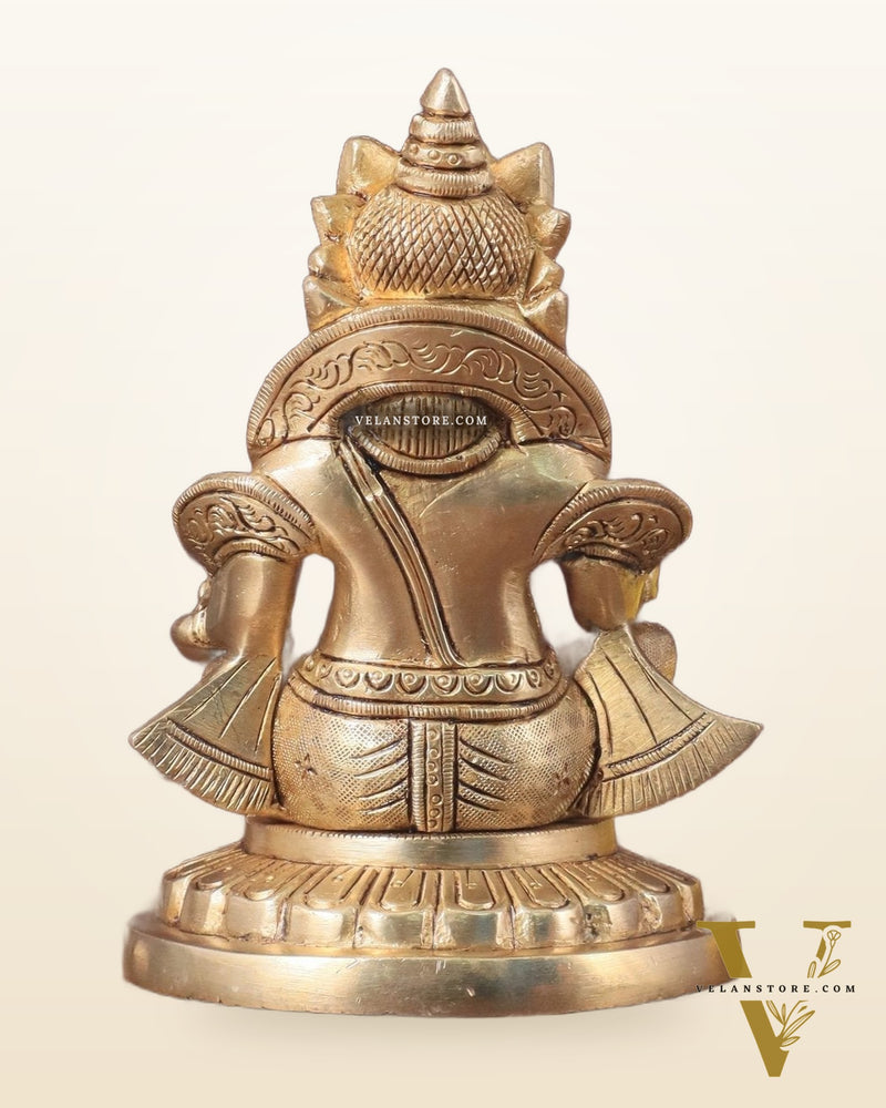 Lord Kuber Intricate Brass Statue - 5.5"