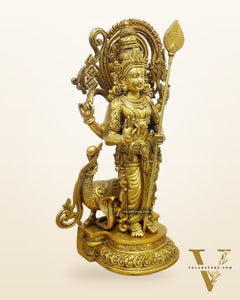 Lord Murugan Statue - Handcrafted in Superfine Brass - 20 inch