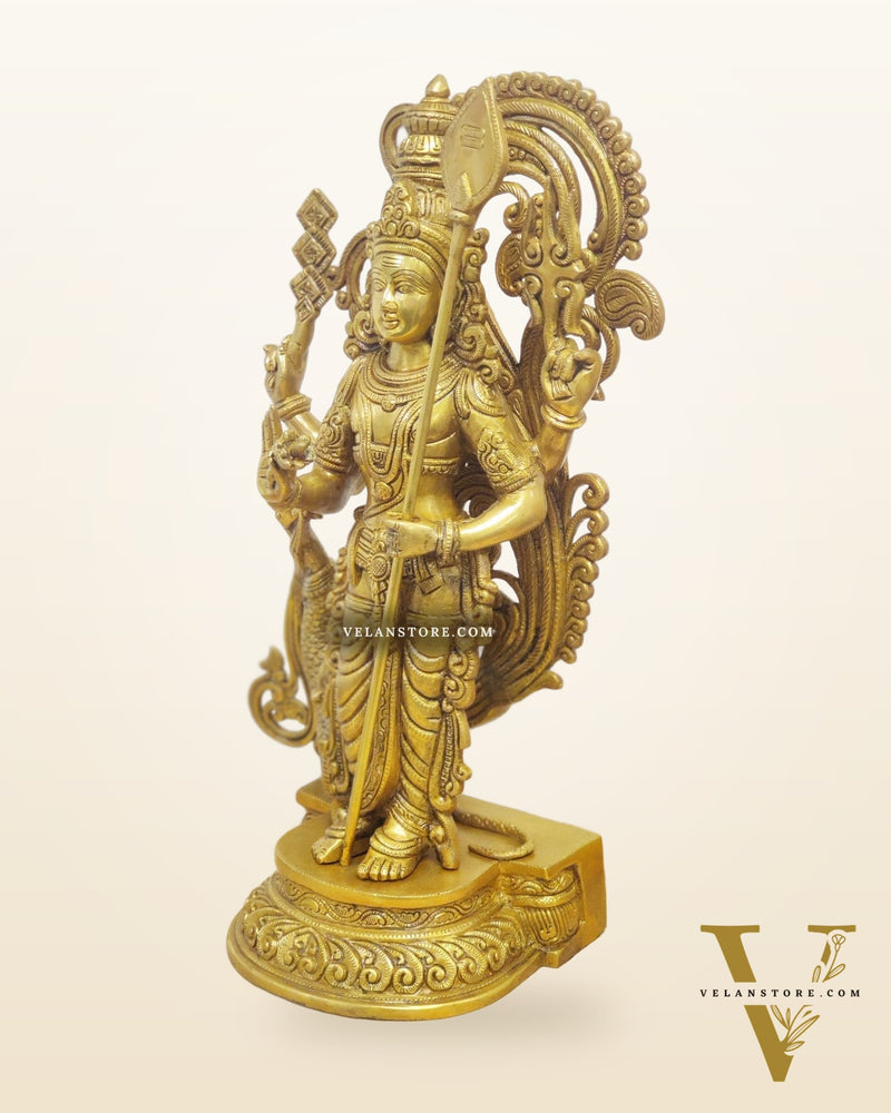 Lord Murugan Statue - Handcrafted in Superfine Brass - 20 inch