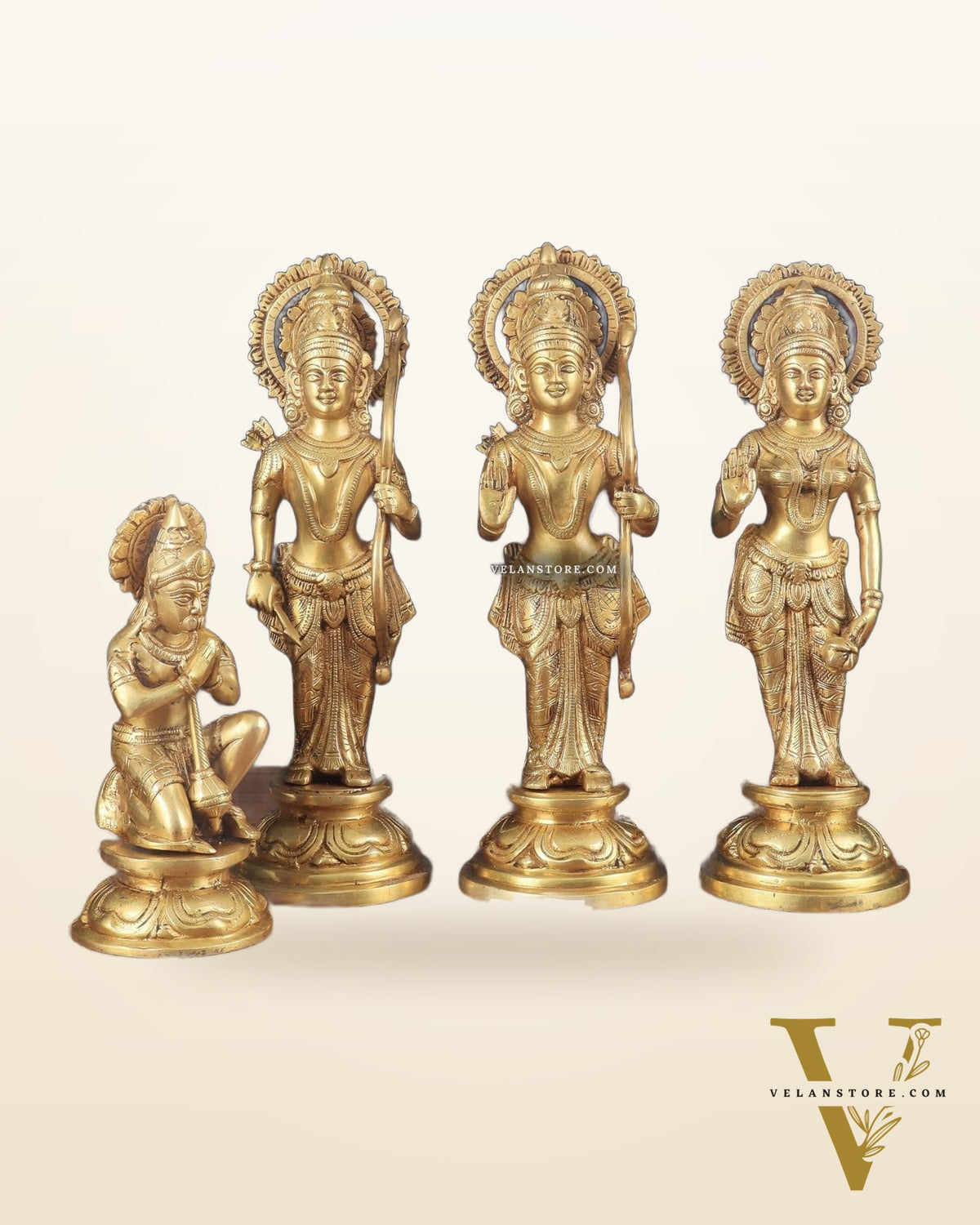 Lord Ram Darbar idols: Superfine Brass Set - 12.5"