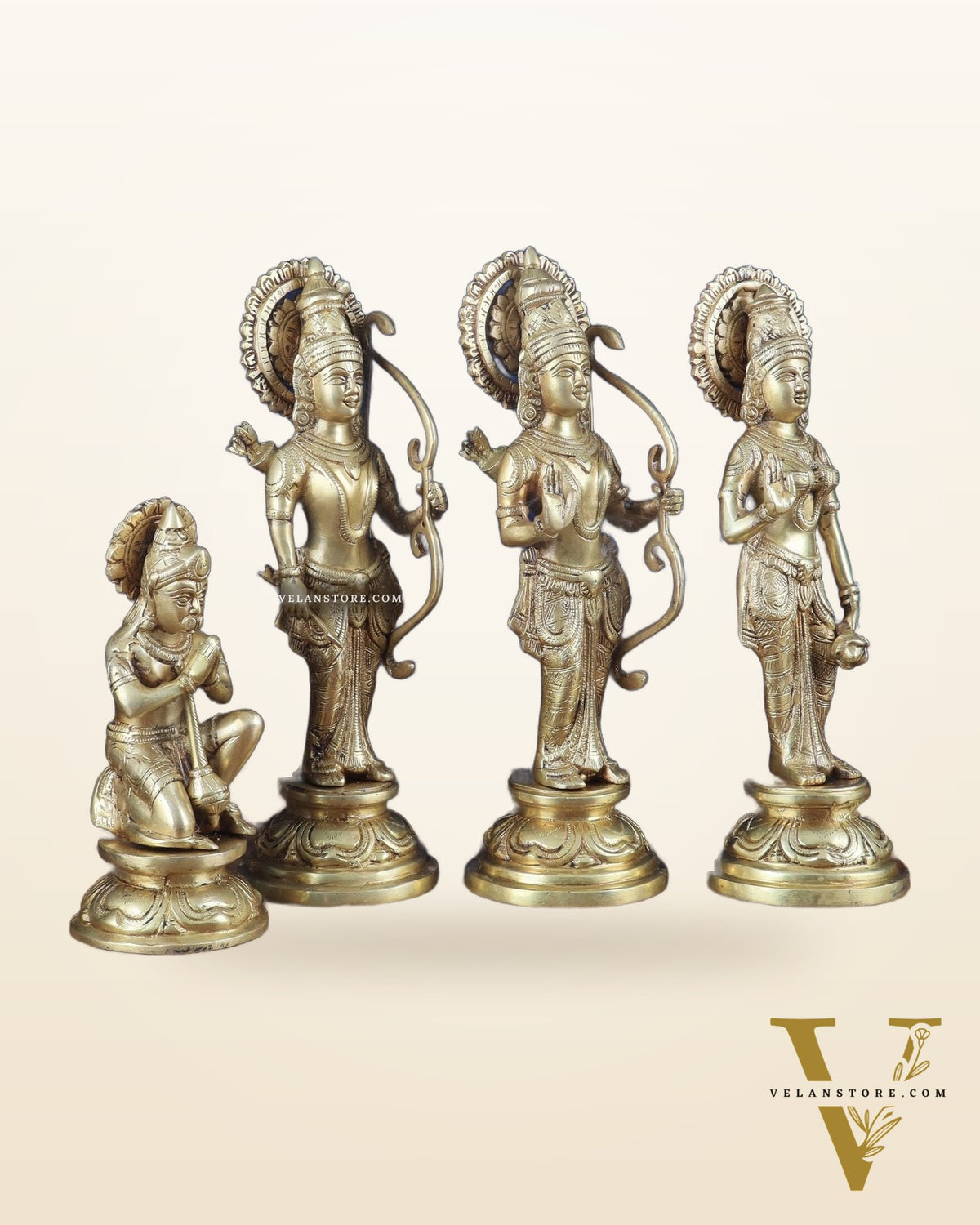 Lord Ram Darbar idols: Superfine Brass Set - 12.5"