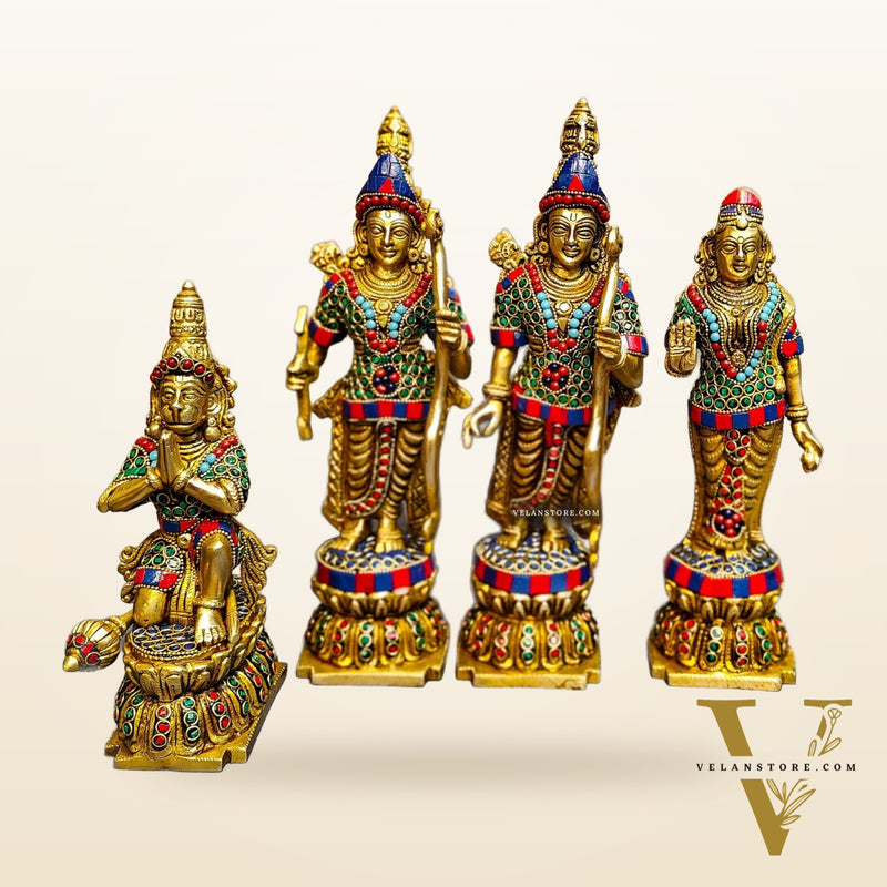 Lord Ram Darbar: Superfine Brass Set - 12" stonework