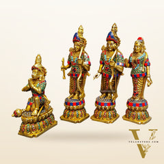 Lord Ram Darbar: Superfine Brass Set - 12" stonework