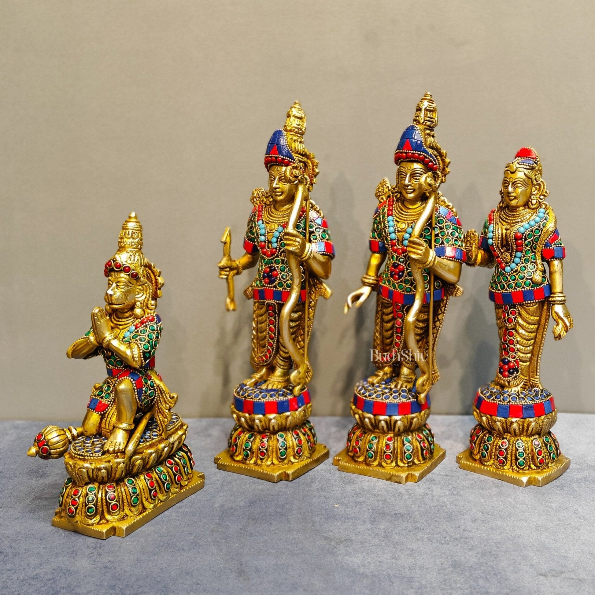 Lord Ram Darbar: Superfine Brass Set - 12" stonework