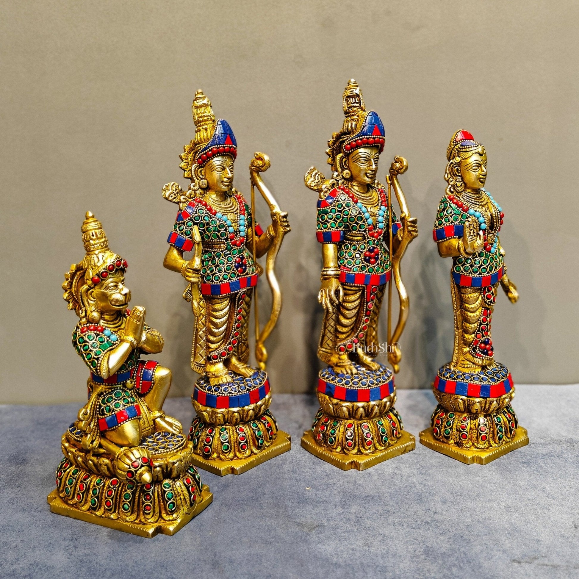 Lord Ram Darbar: Superfine Brass Set - 12" stonework