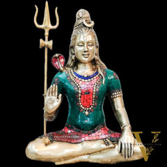 Lord Shiva Brass Idol 20 inches with stonework