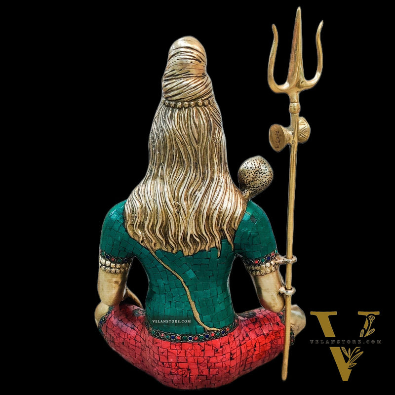 Lord Shiva Brass Idol 20 inches with stonework