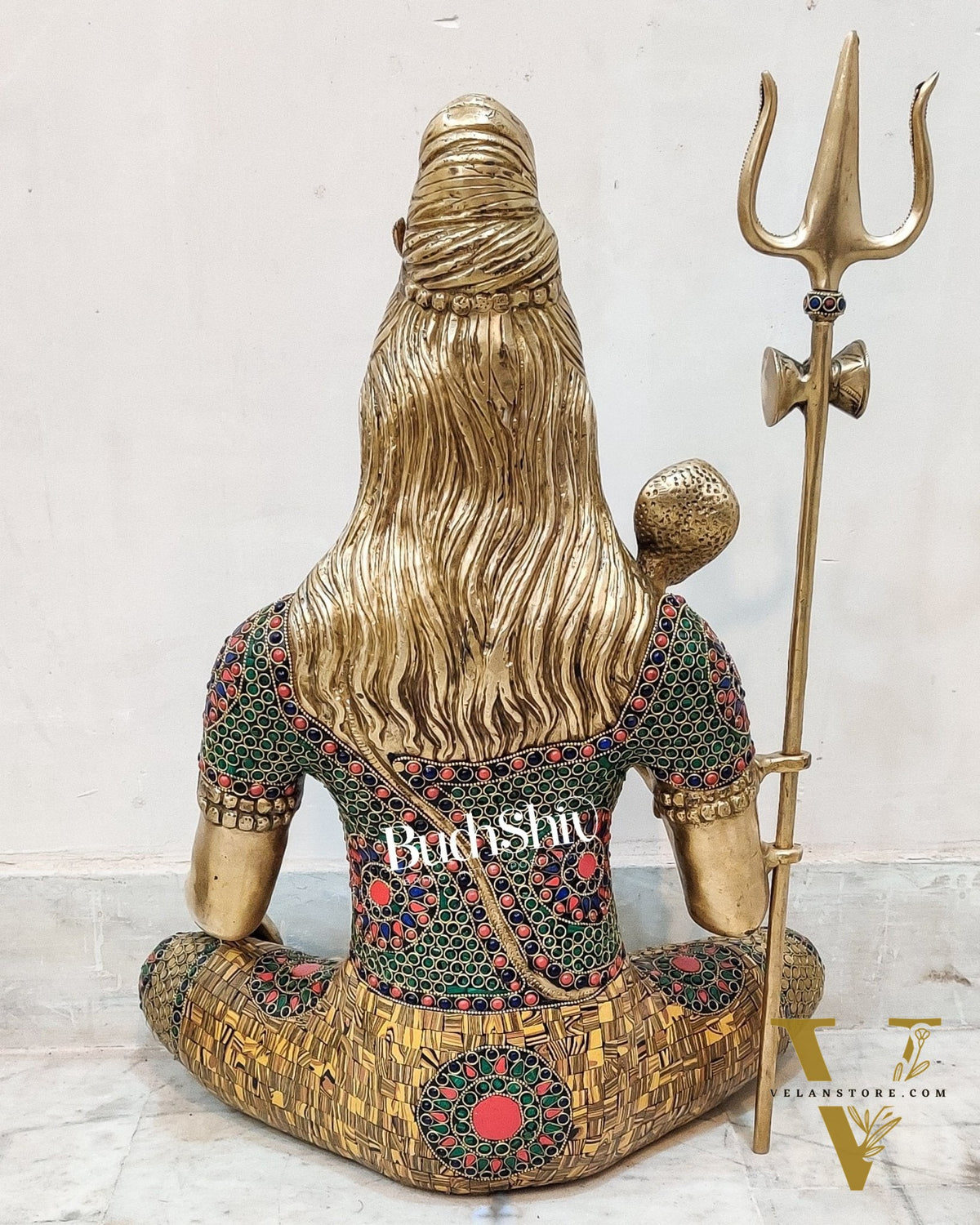 Lord Shiva Brass Idol 20 inches with stonework
