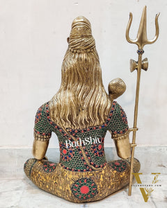 Lord Shiva Brass Idol 20 inches with stonework