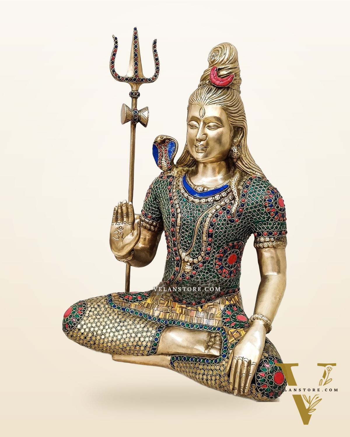 Lord Shiva Brass Idol 20 inches with stonework