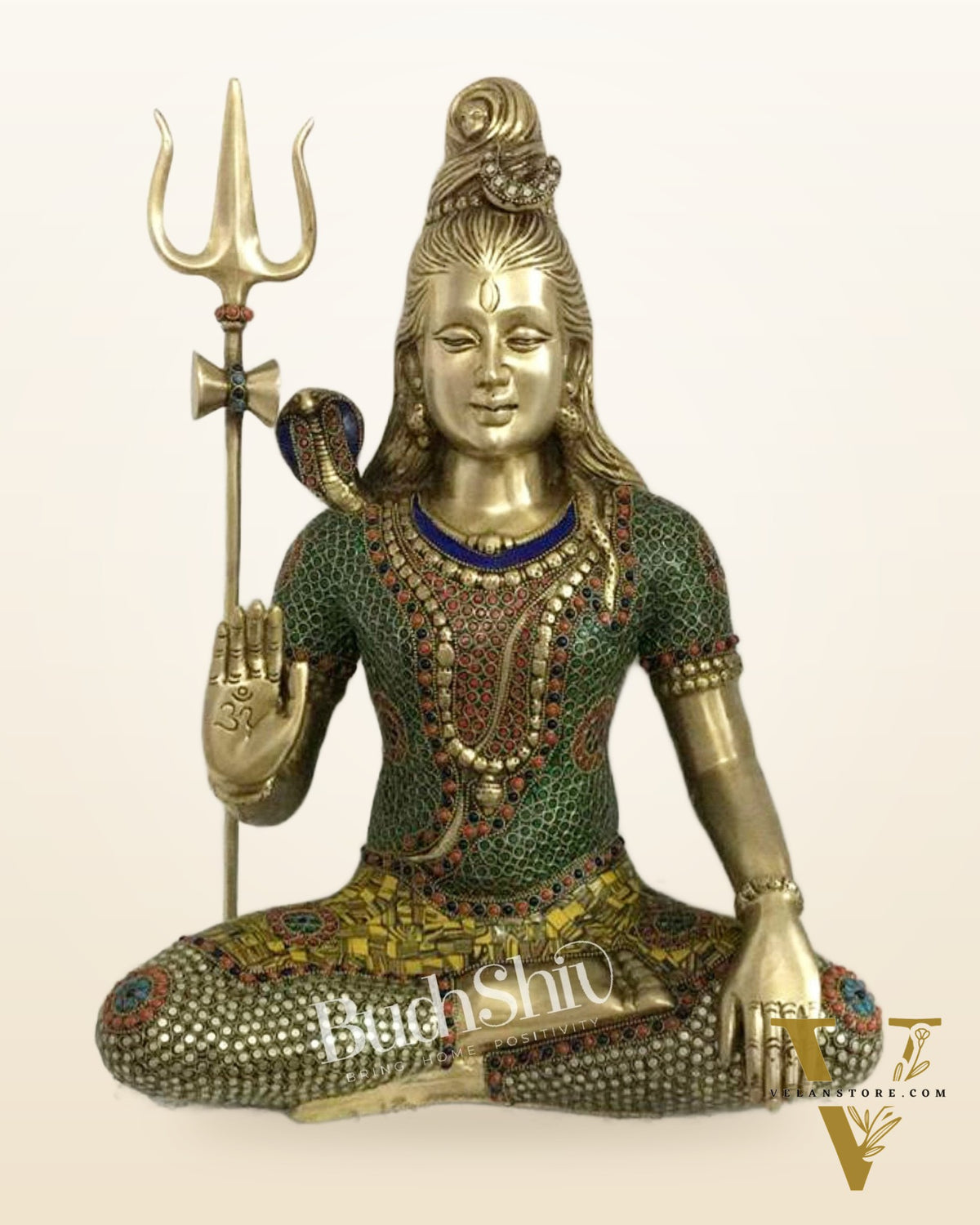 Lord Shiva Brass Idol 20 inches with stonework