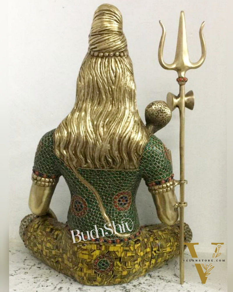 Lord Shiva Brass Idol 20 inches with stonework