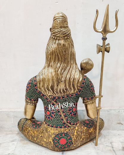 Lord Shiva Brass Idol 20 inches with stonework