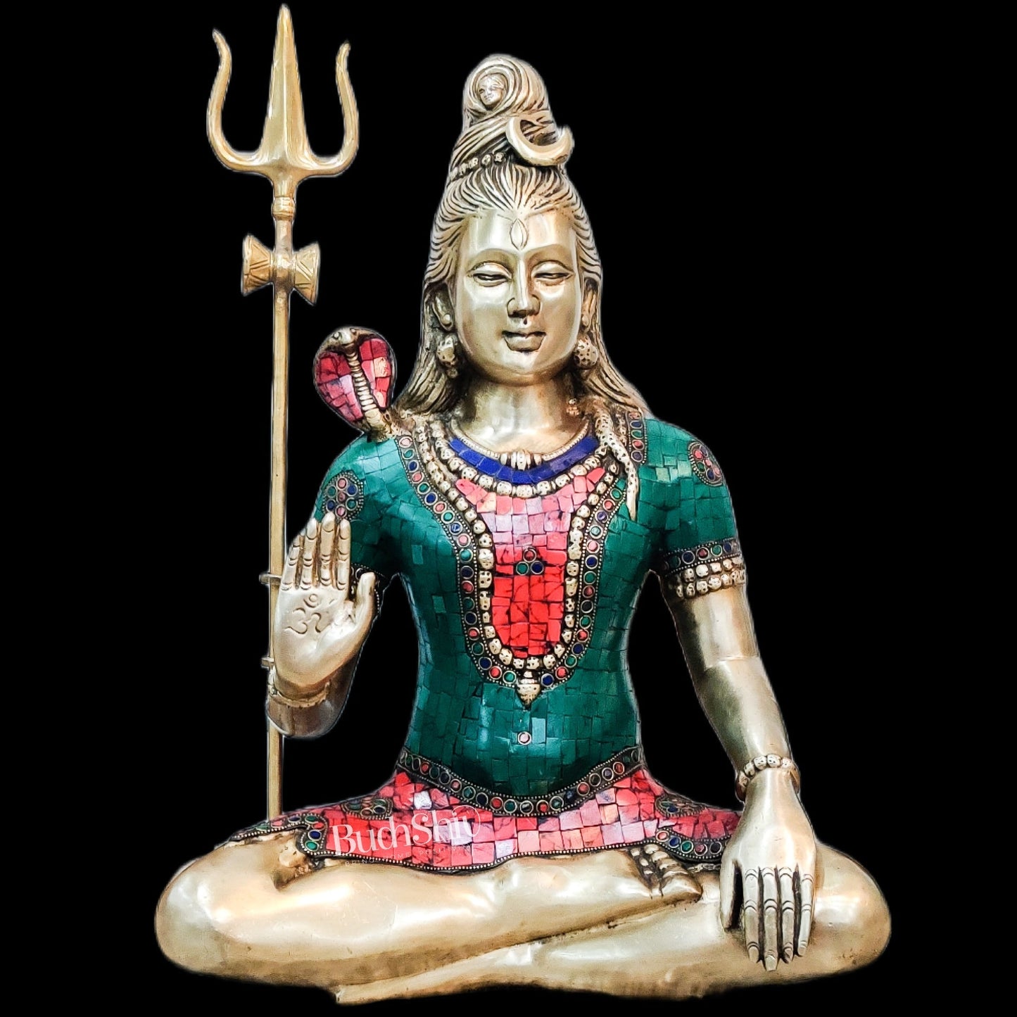 Lord Shiva Brass Idol 20 inches with stonework