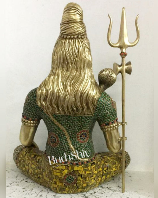 Lord Shiva Brass Idol 20 inches with stonework