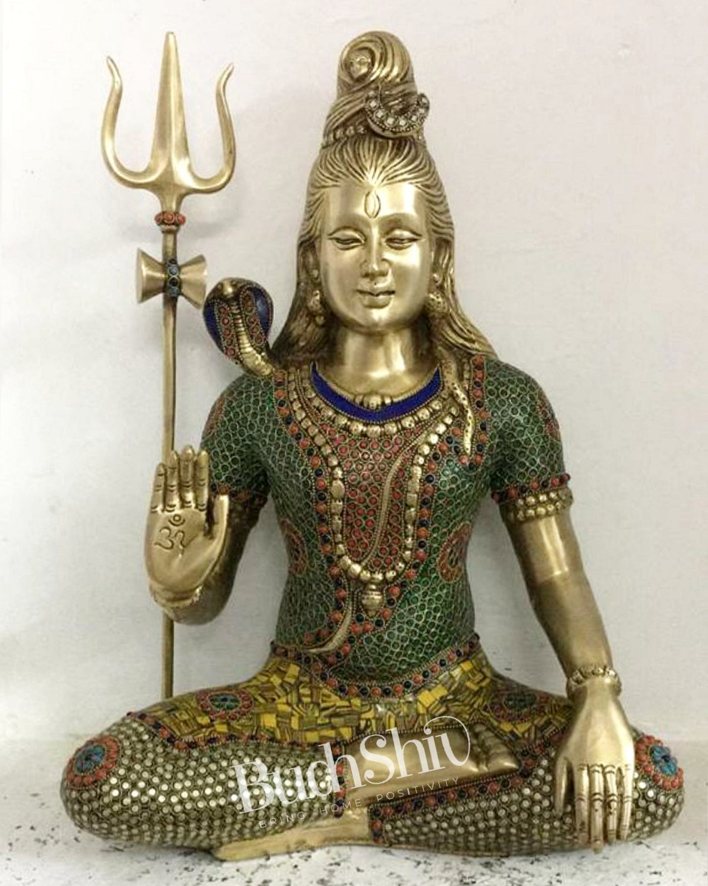 Lord Shiva Brass Idol 20 inches with stonework