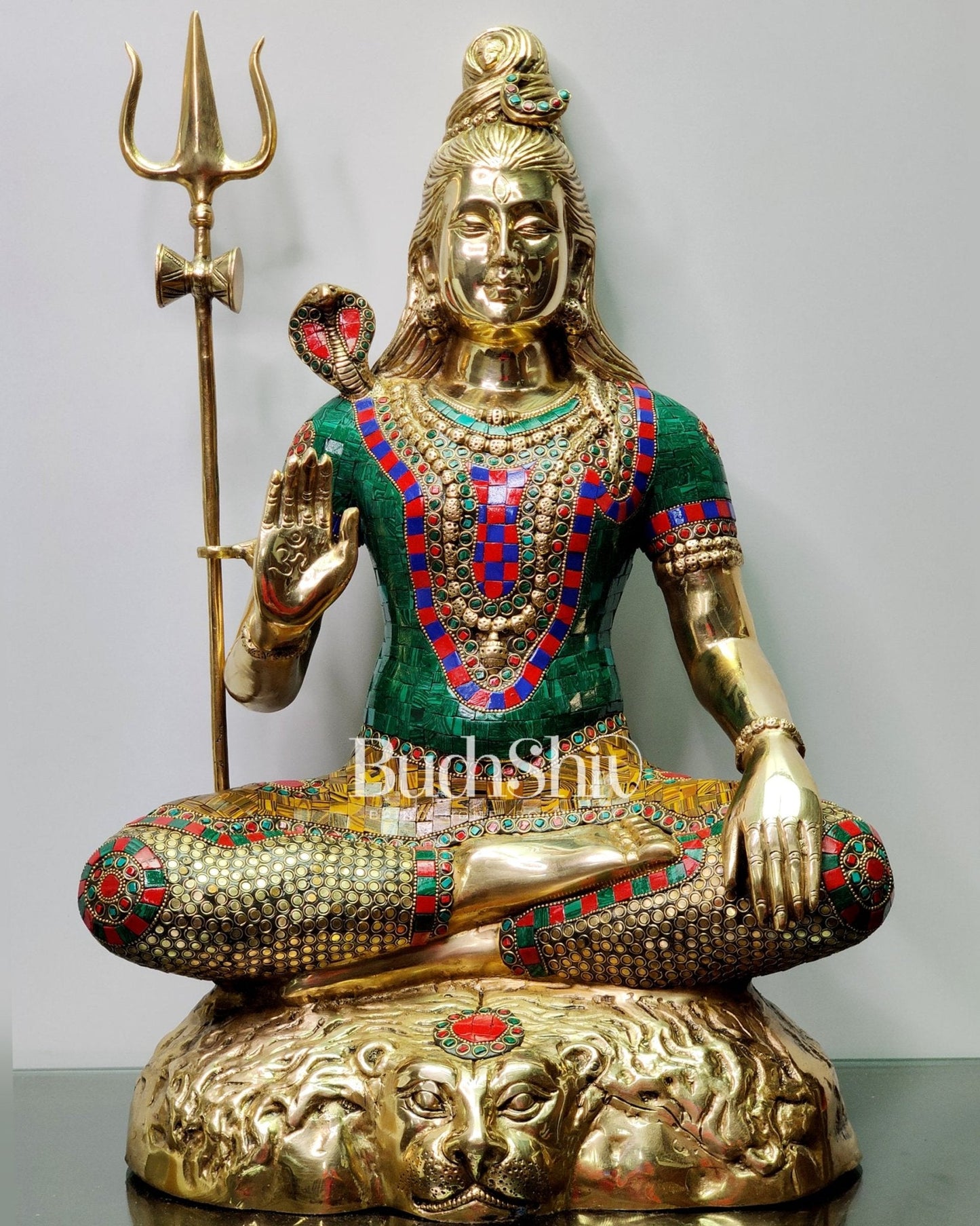Pure Brass Lord Shiva Statue - meenakari | 22.5 Inch Height