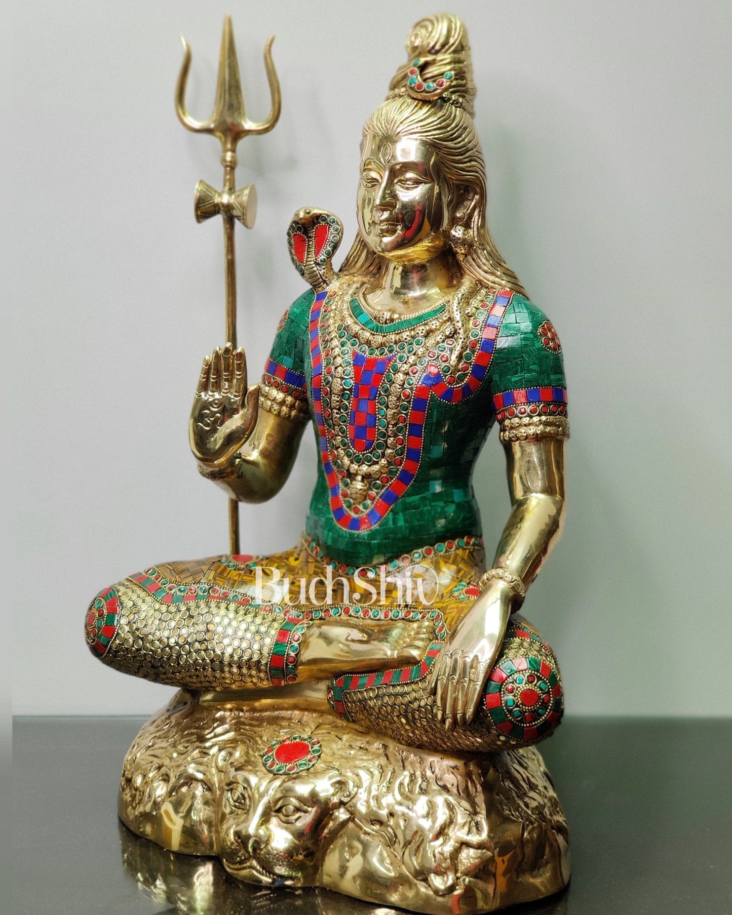 Pure Brass Lord Shiva Statue - meenakari | 22.5 Inch Height