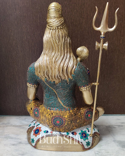Multi colour Pure Brass Lord Shiva Statue - Handcrafted in India | 22.5 Inch