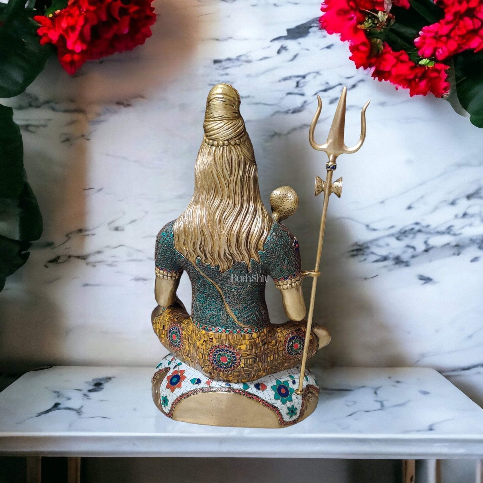 Multi colour Pure Brass Lord Shiva Statue - Handcrafted in India | 22.5 Inch